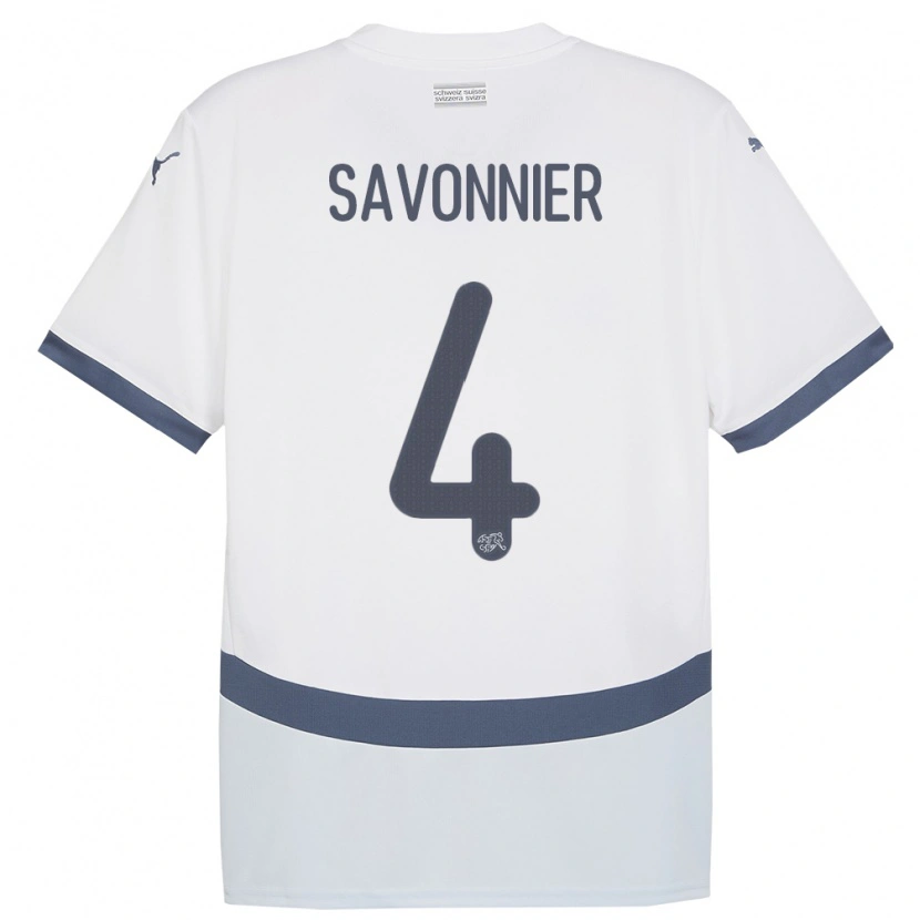 Danxen Damen Schweiz Nelson Savonnier #4 Weiß Auswärtstrikot Trikot 24-26 T-Shirt