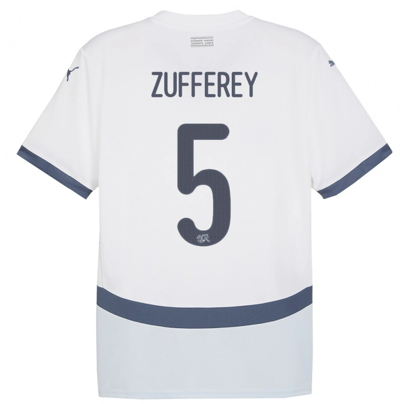 Danxen Damen Schweiz Gil Zufferey #5 Weiß Auswärtstrikot Trikot 24-26 T-Shirt
