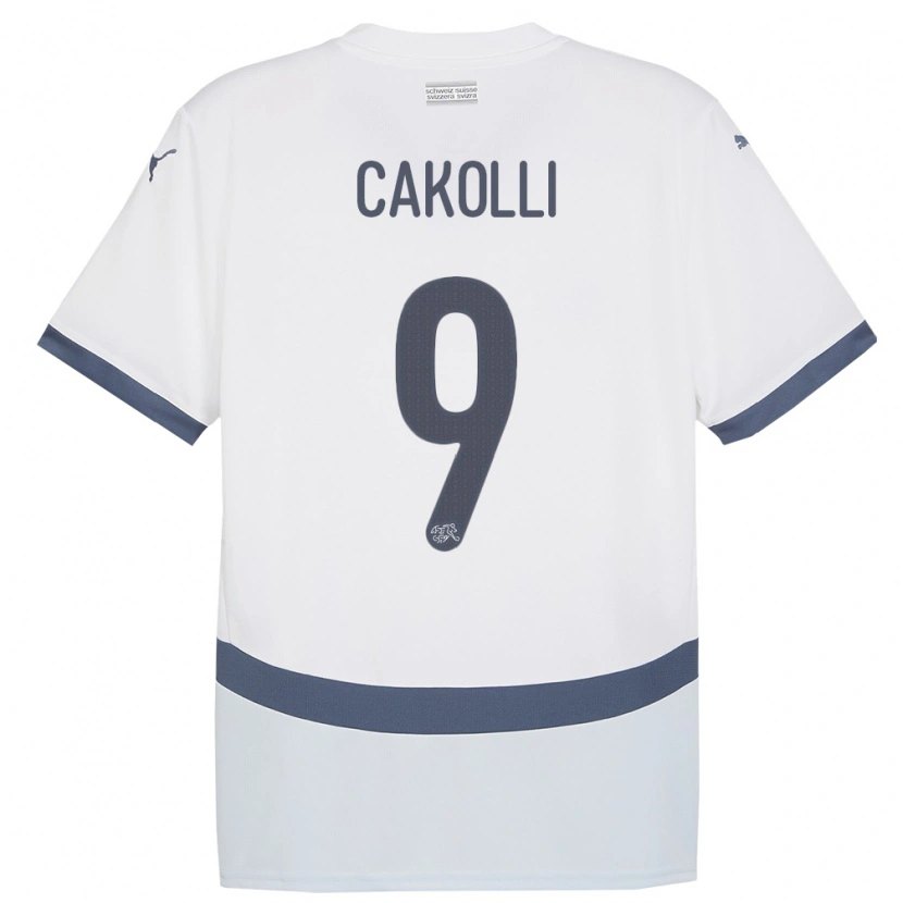 Danxen Damen Schweiz Dion Cakolli #9 Weiß Auswärtstrikot Trikot 24-26 T-Shirt