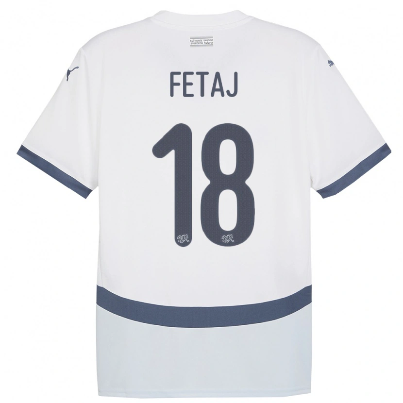 Danxen Damen Schweiz Sarjon Fetaj #18 Weiß Auswärtstrikot Trikot 24-26 T-Shirt