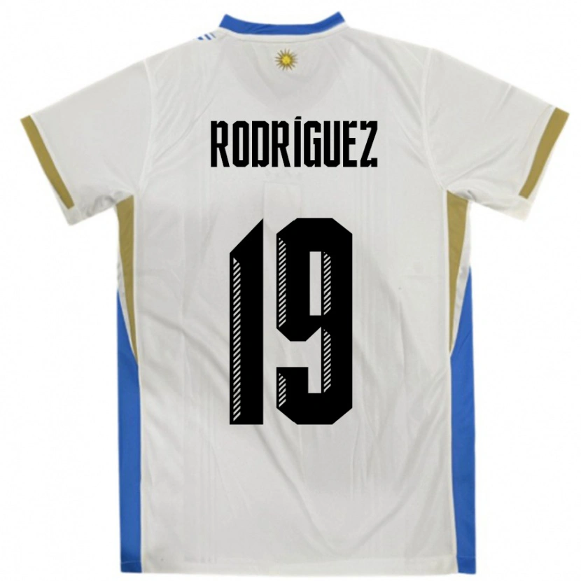 Danxen Damen Uruguay Luciano Rodríguez #19 Weiß Blau Auswärtstrikot Trikot 24-26 T-Shirt