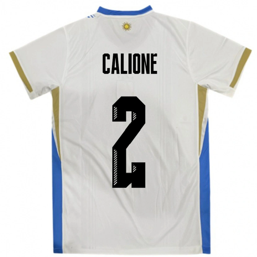Danxen Damen Uruguay Paolo Calione #2 Weiß Blau Auswärtstrikot Trikot 24-26 T-Shirt