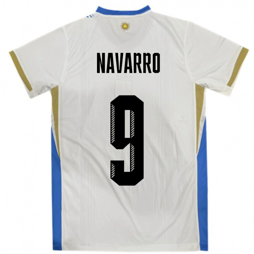Danxen Damen Uruguay Lautaro Navarro #9 Weiß Blau Auswärtstrikot Trikot 24-26 T-Shirt