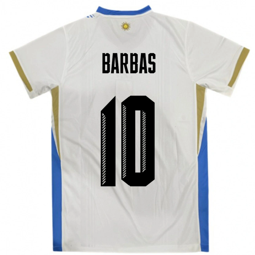 Danxen Damen Uruguay Germán Barbas #10 Weiß Blau Auswärtstrikot Trikot 24-26 T-Shirt