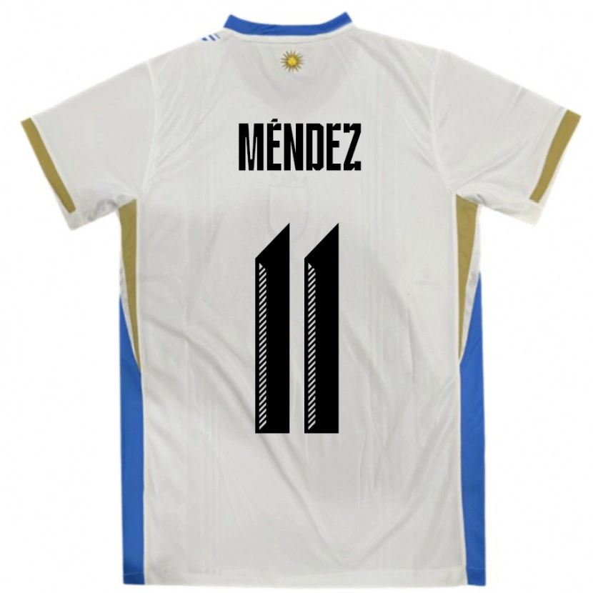 Danxen Damen Uruguay Axel Méndez #11 Weiß Blau Auswärtstrikot Trikot 24-26 T-Shirt