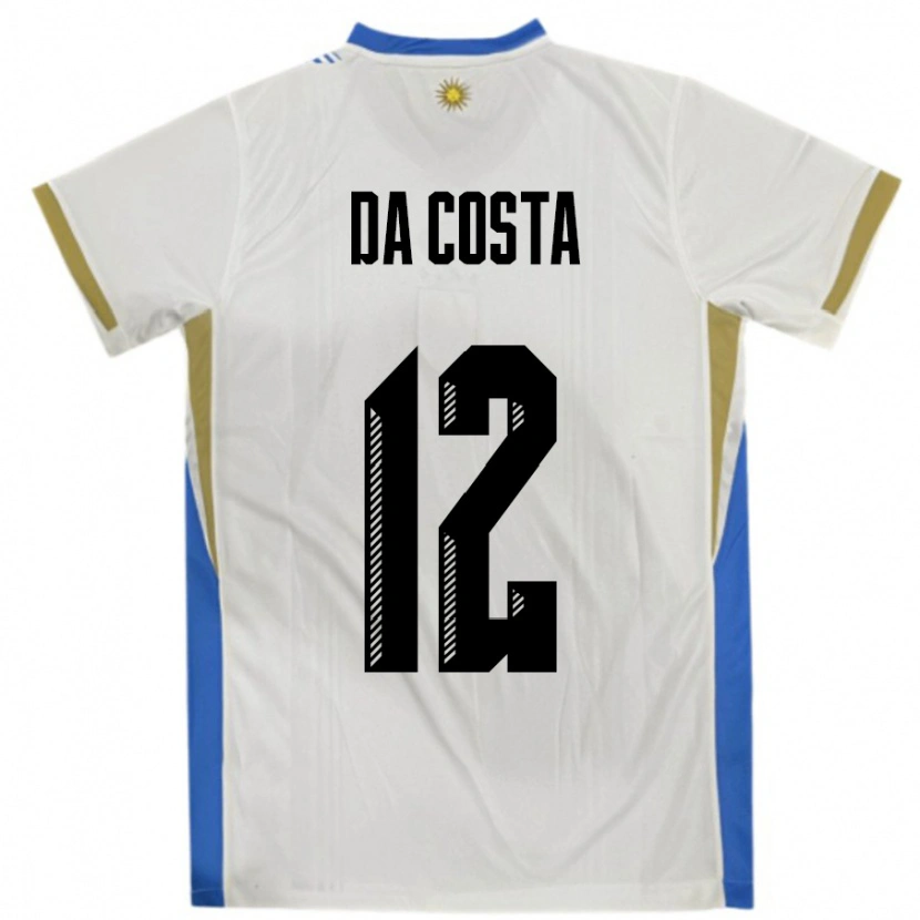 Danxen Damen Uruguay Paulo Da Costa #12 Weiß Blau Auswärtstrikot Trikot 24-26 T-Shirt