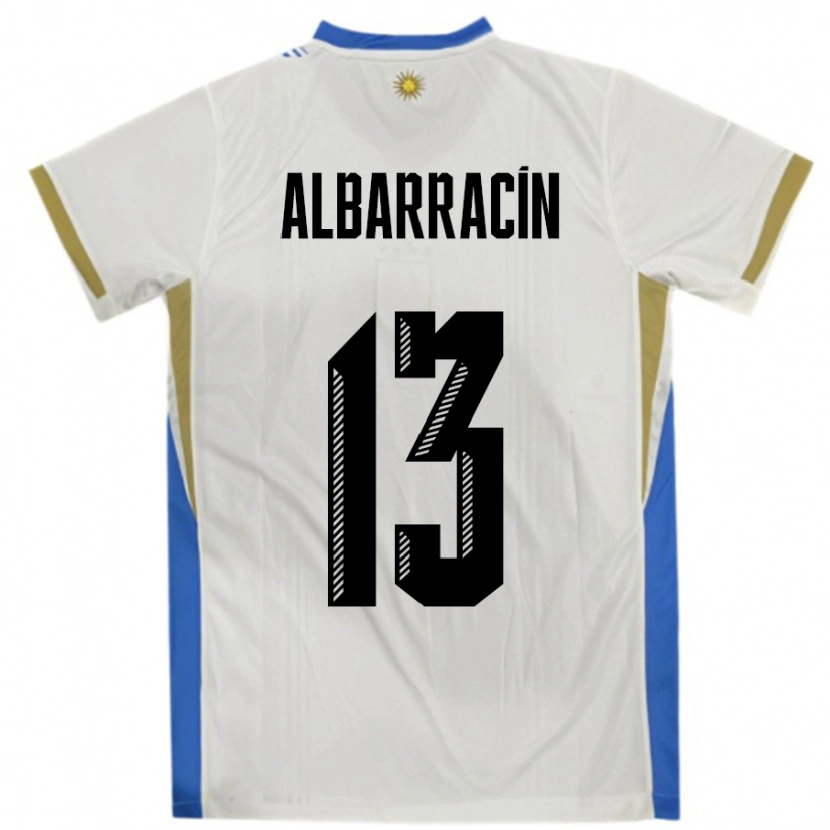 Danxen Damen Uruguay Agustín Albarracín #13 Weiß Blau Auswärtstrikot Trikot 24-26 T-Shirt