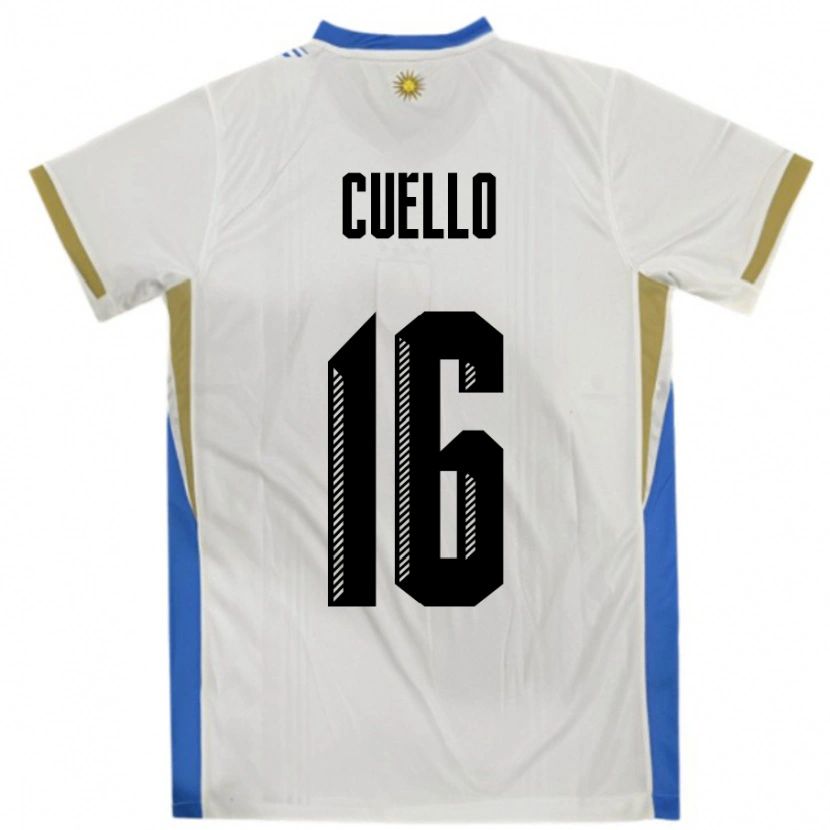 Danxen Damen Uruguay Erico Cuello #16 Weiß Blau Auswärtstrikot Trikot 24-26 T-Shirt