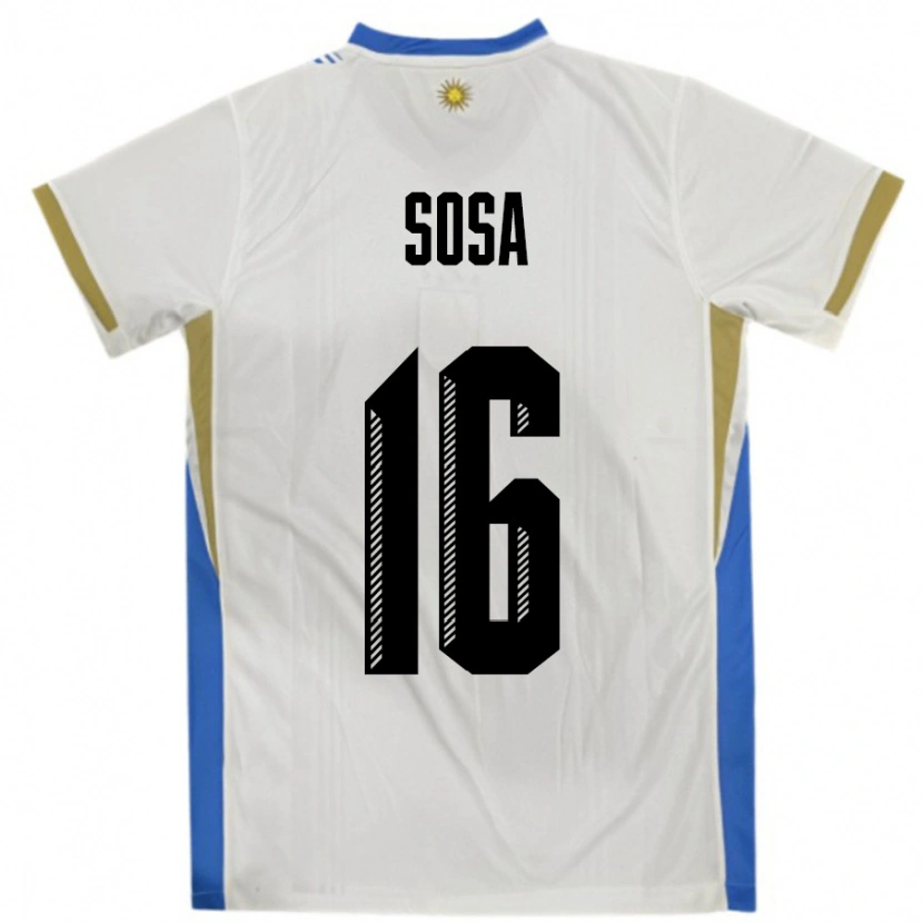 Danxen Damen Uruguay Santiago Sosa #16 Weiß Blau Auswärtstrikot Trikot 24-26 T-Shirt