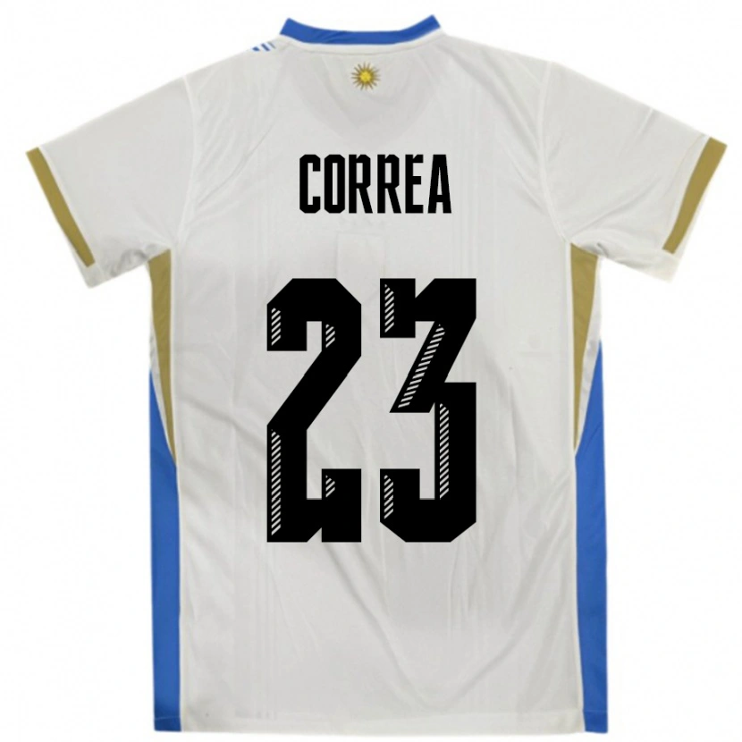 Danxen Damen Uruguay Fabrizio Correa #23 Weiß Blau Auswärtstrikot Trikot 24-26 T-Shirt