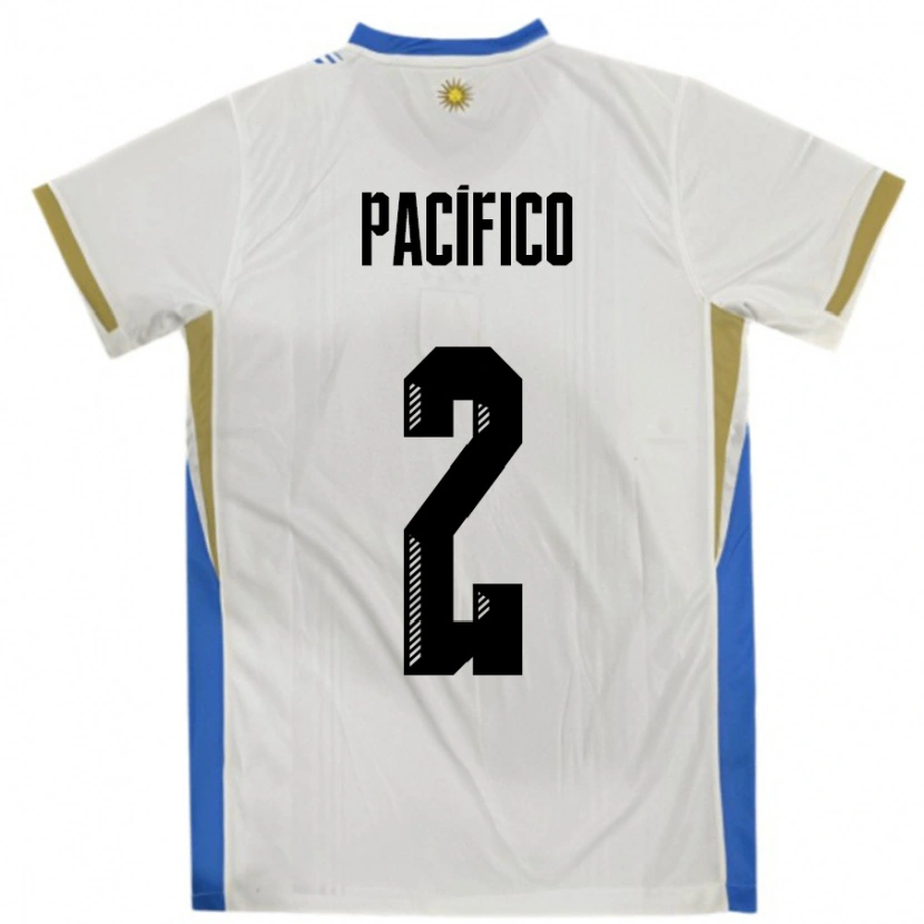 Danxen Damen Uruguay Patricio Pacifico #2 Weiß Blau Auswärtstrikot Trikot 24-26 T-Shirt