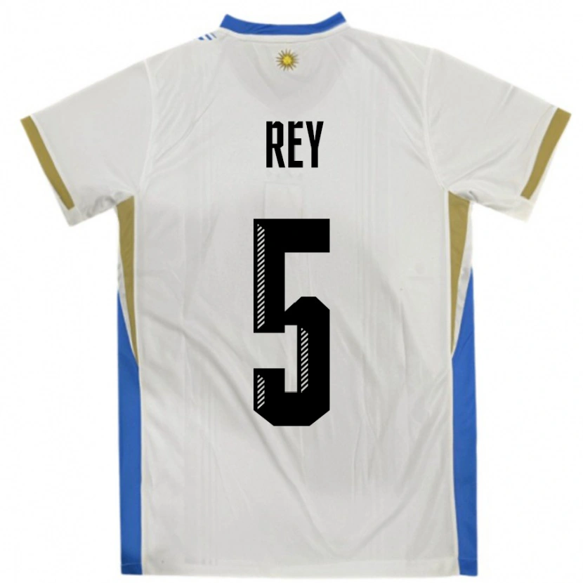 Danxen Damen Uruguay Rodrigo Rey #5 Weiß Blau Auswärtstrikot Trikot 24-26 T-Shirt