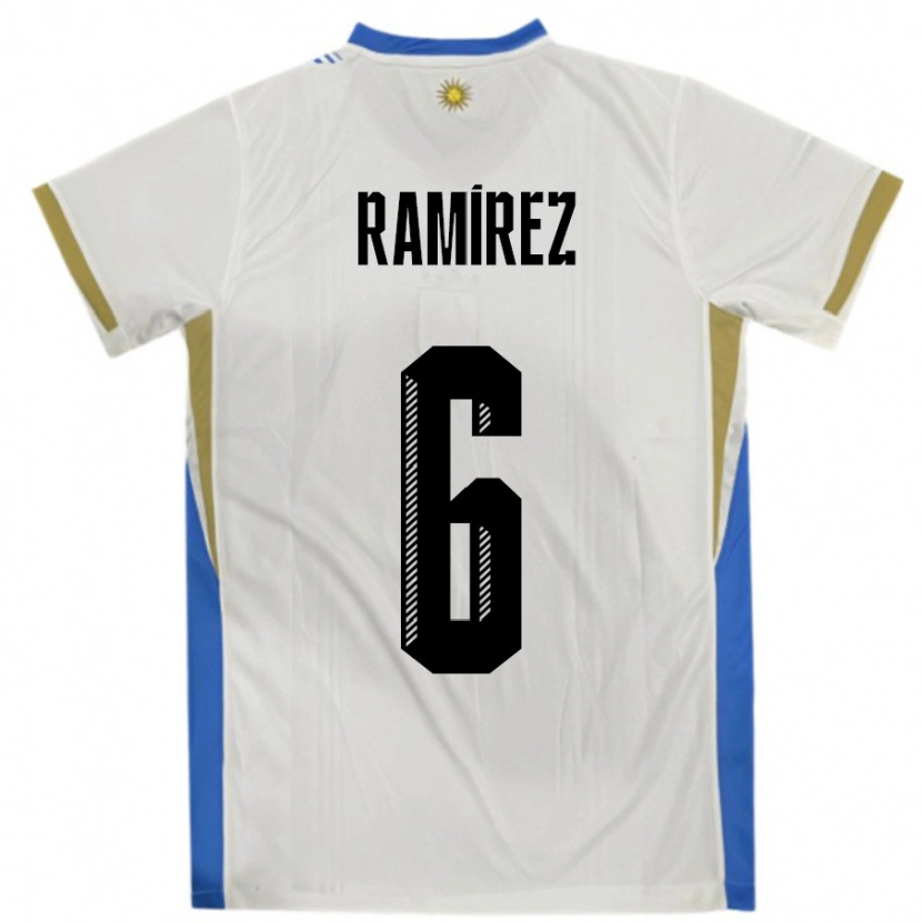 Danxen Damen Uruguay Sindy Ramirez #6 Weiß Blau Auswärtstrikot Trikot 24-26 T-Shirt
