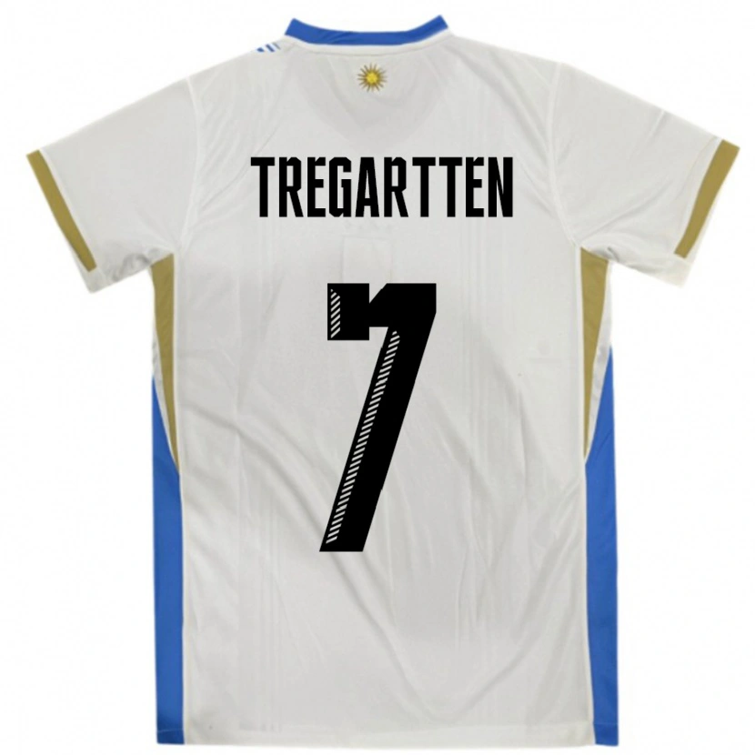 Danxen Damen Uruguay Stephanie Tregartten #7 Weiß Blau Auswärtstrikot Trikot 24-26 T-Shirt