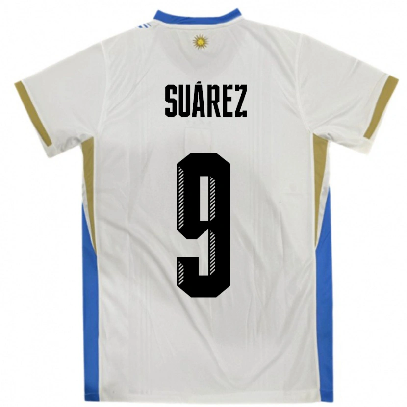 Danxen Damen Uruguay Luis Suarez #9 Weiß Blau Auswärtstrikot Trikot 24-26 T-Shirt