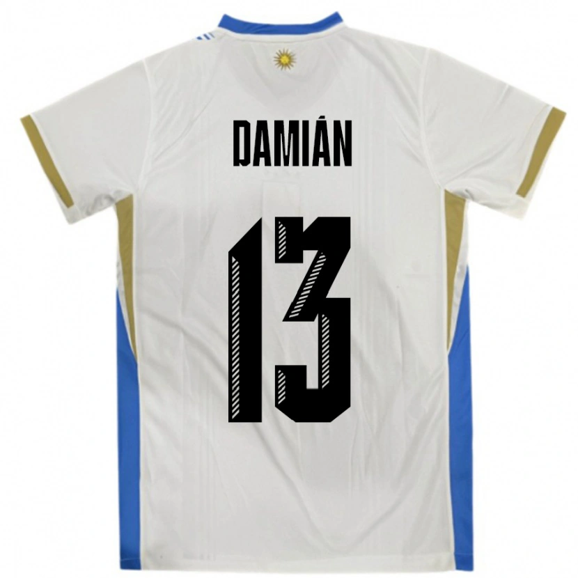 Danxen Damen Uruguay Damian Suarez #13 Weiß Blau Auswärtstrikot Trikot 24-26 T-Shirt