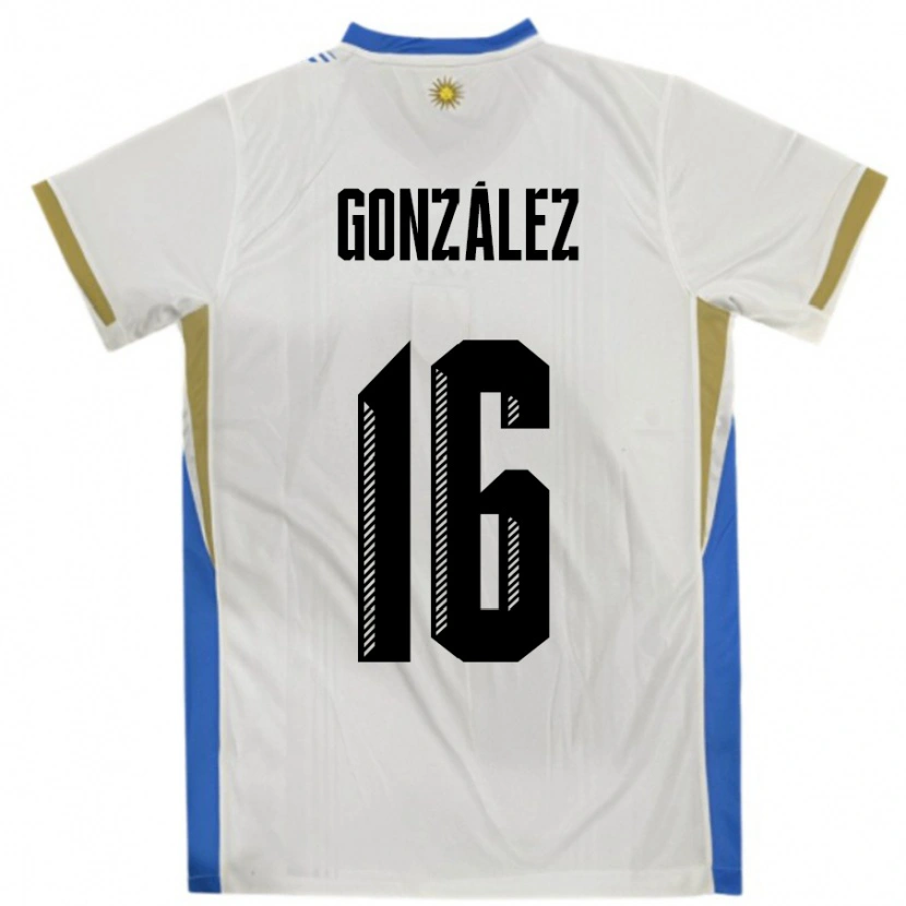 Danxen Damen Uruguay Lorena Gonzalez #16 Weiß Blau Auswärtstrikot Trikot 24-26 T-Shirt