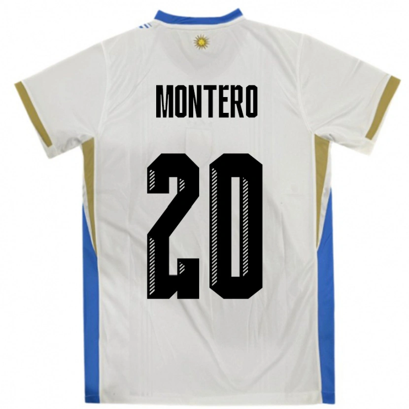 Danxen Damen Uruguay Alfonso Montero #20 Weiß Blau Auswärtstrikot Trikot 24-26 T-Shirt