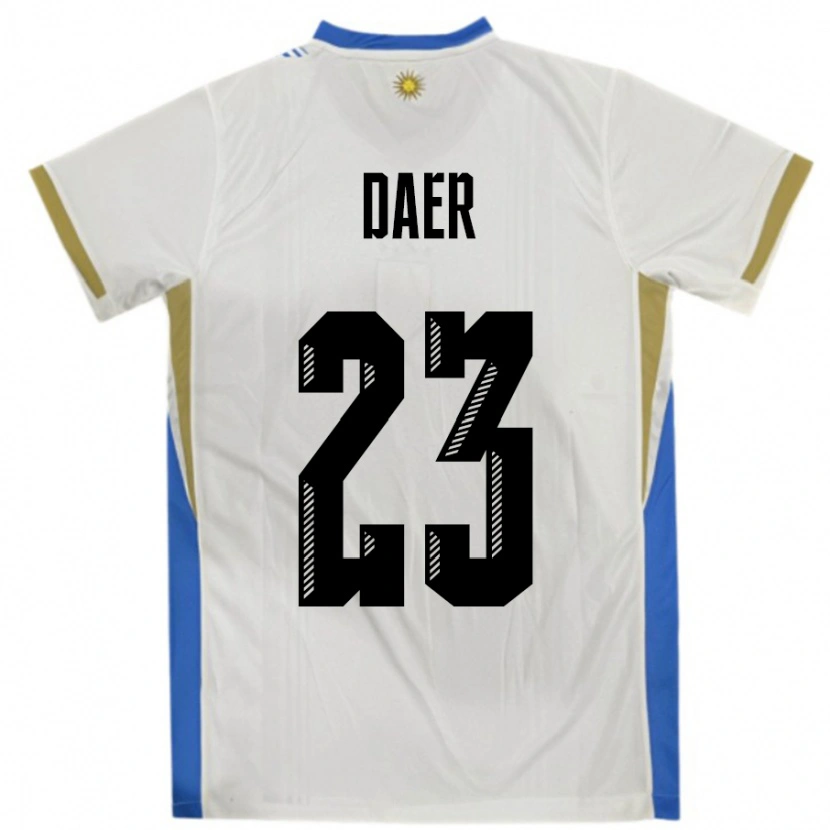 Danxen Damen Uruguay Zulma Daer #23 Weiß Blau Auswärtstrikot Trikot 24-26 T-Shirt