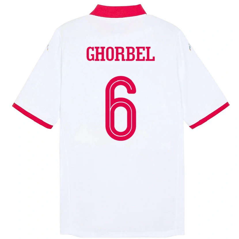 Danxen Damen Tunesien Mahmoud Ghorbel #6 Weiß Auswärtstrikot Trikot 24-26 T-Shirt