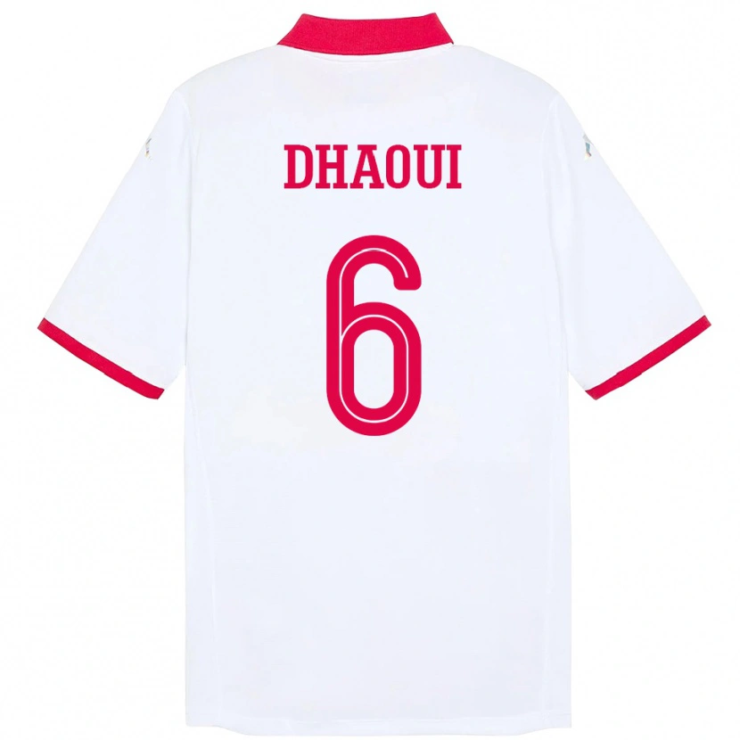 Danxen Damen Tunesien Elyes Dhaoui #6 Weiß Auswärtstrikot Trikot 24-26 T-Shirt