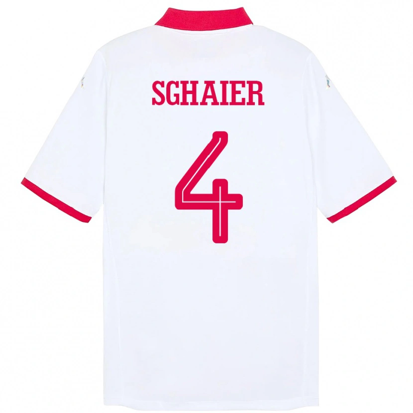 Danxen Damen Tunesien Makrem Sghaier #4 Weiß Auswärtstrikot Trikot 24-26 T-Shirt