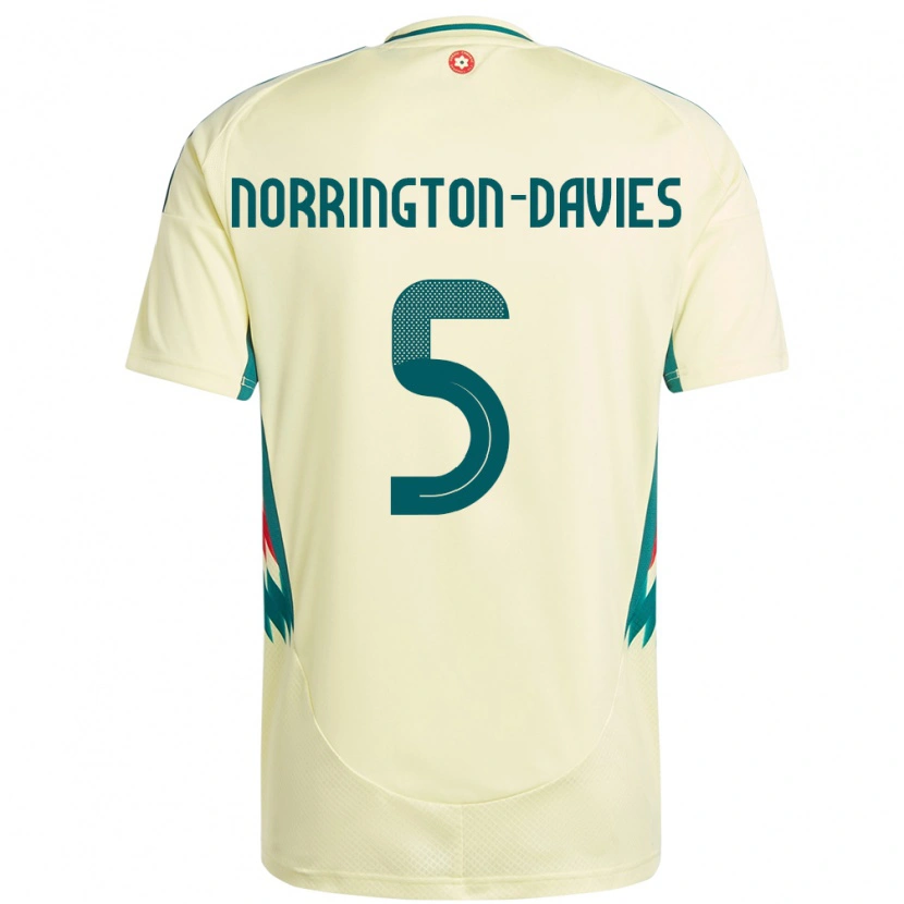 Danxen Damen Wales Rhys Norrington-Davies #5 Beige Gelb Auswärtstrikot Trikot 24-26 T-Shirt