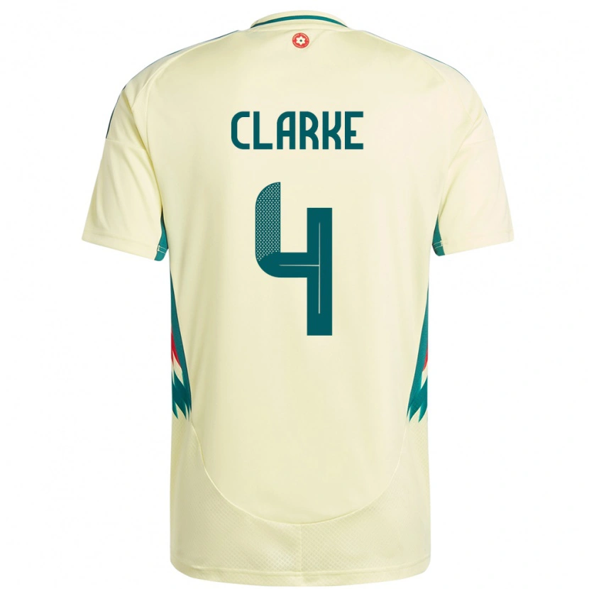 Danxen Damen Wales Brayden Clarke #4 Beige Gelb Auswärtstrikot Trikot 24-26 T-Shirt