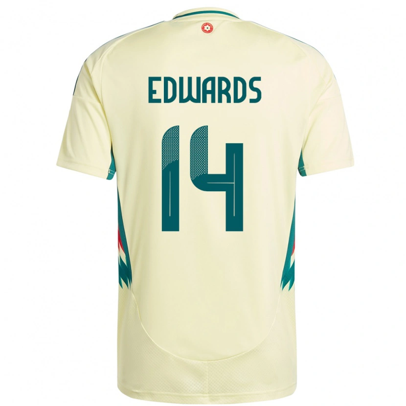 Danxen Damen Wales Noah Edwards #14 Beige Gelb Auswärtstrikot Trikot 24-26 T-Shirt