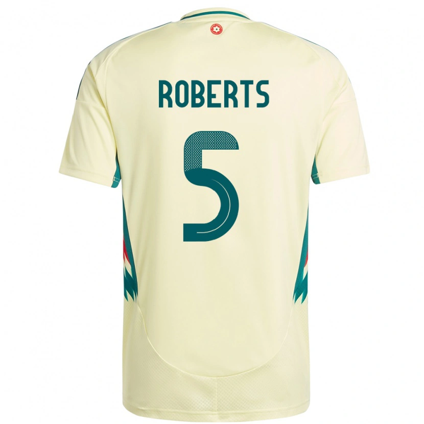 Danxen Damen Wales Rhiannon Roberts #5 Beige Gelb Auswärtstrikot Trikot 24-26 T-Shirt