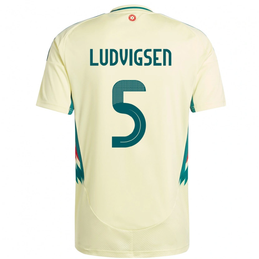 Danxen Damen Wales Kai Ludvigsen #5 Beige Gelb Auswärtstrikot Trikot 24-26 T-Shirt