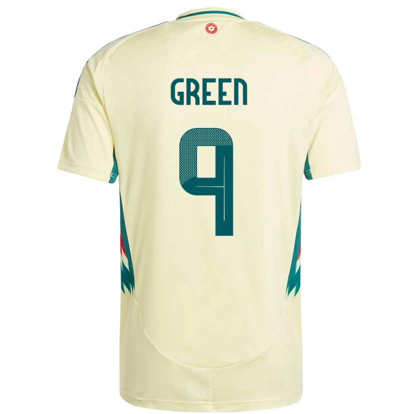 Danxen Damen Wales Kayleigh Green #9 Beige Gelb Auswärtstrikot Trikot 24-26 T-Shirt