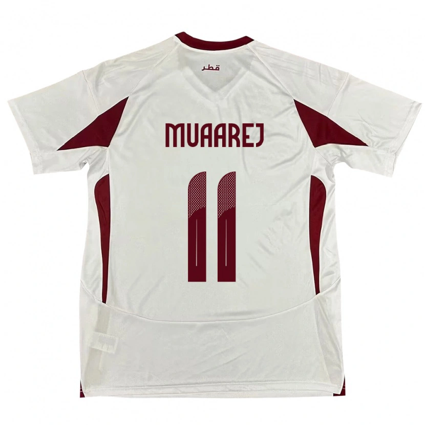 Danxen Damen Katar Mooza Muaarej #11 Weiß Auswärtstrikot Trikot 24-26 T-Shirt