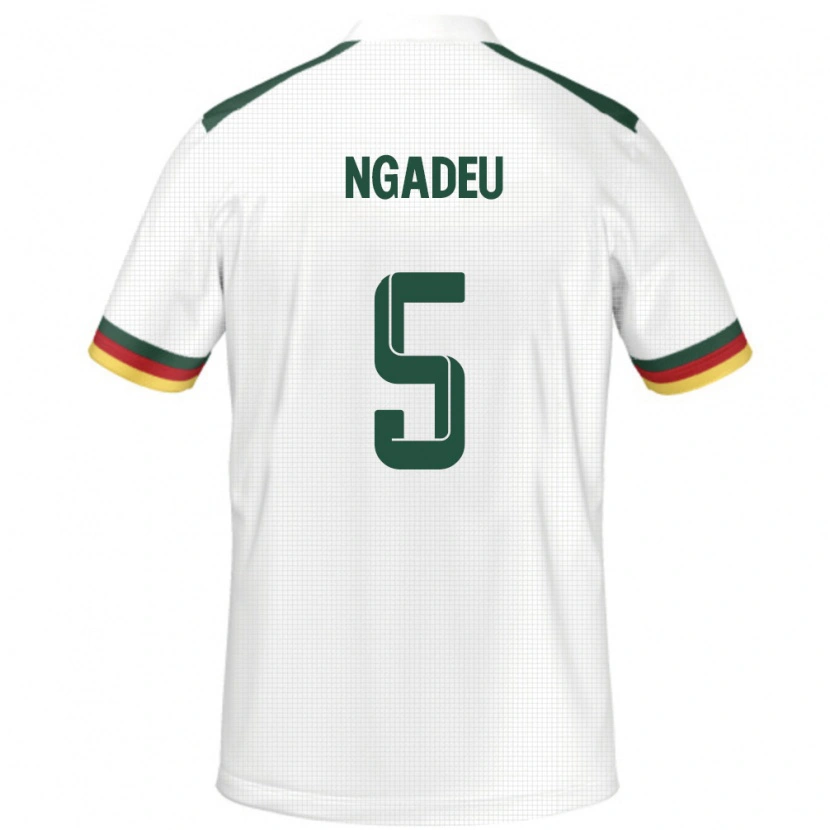Danxen Damen Kamerun Michael Ngadeu #5 Weiß Auswärtstrikot Trikot 24-26 T-Shirt