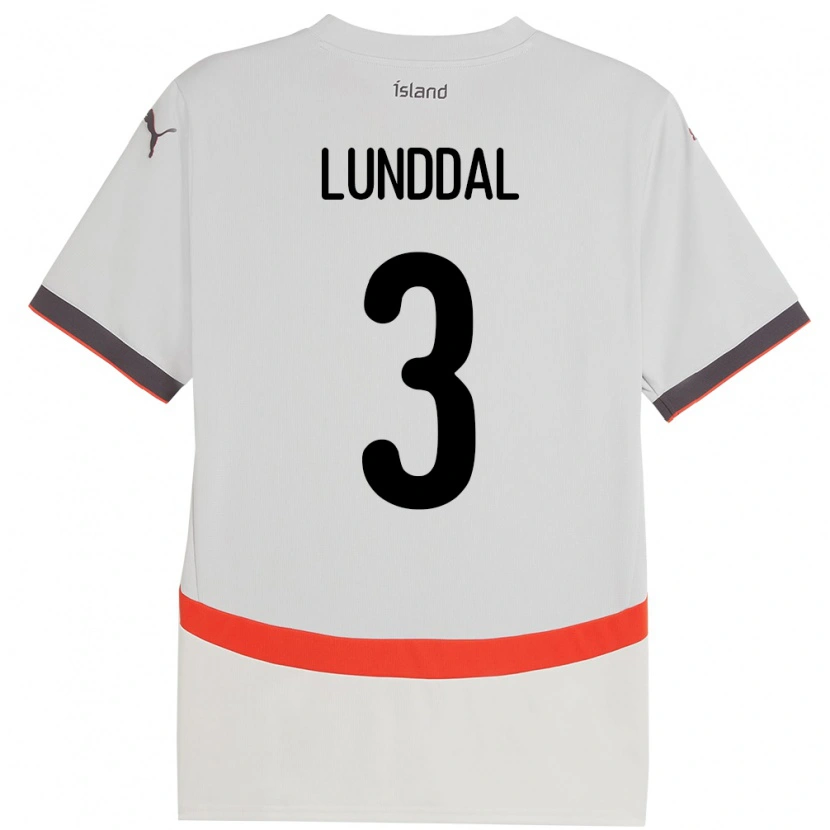 Danxen Damen Island Valgeir Lunddal #3 Weiß Auswärtstrikot Trikot 24-26 T-Shirt