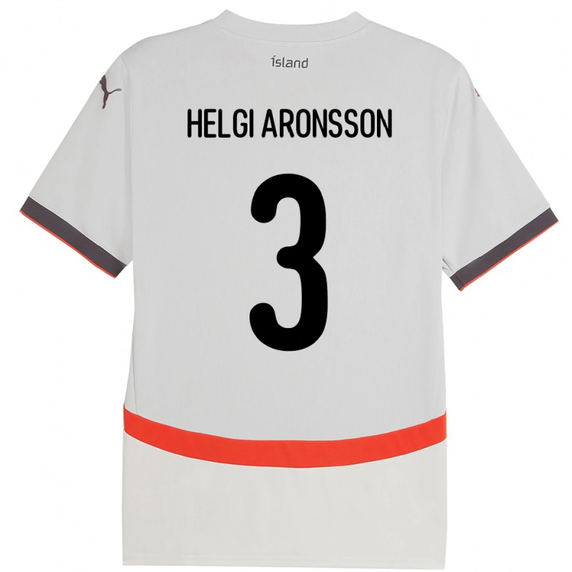 Danxen Damen Island Davíd Helgi Aronsson #3 Weiß Auswärtstrikot Trikot 24-26 T-Shirt