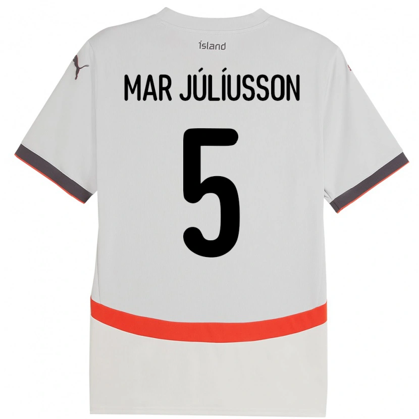 Danxen Damen Island Júlíus Mar Júlíusson #5 Weiß Auswärtstrikot Trikot 24-26 T-Shirt