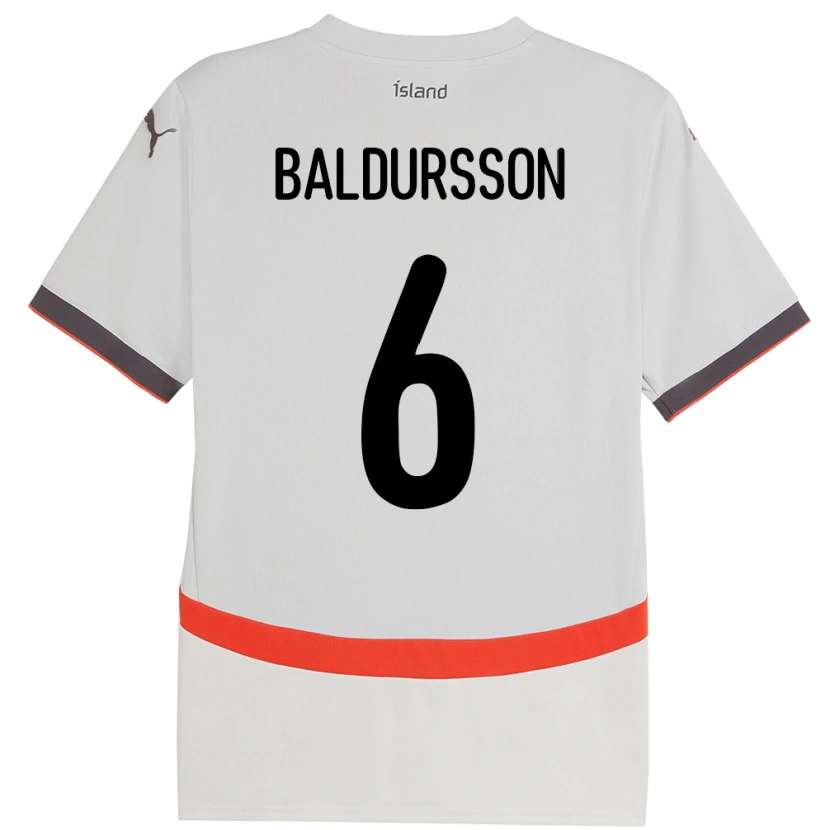Danxen Damen Island Breki Baldursson #6 Weiß Auswärtstrikot Trikot 24-26 T-Shirt