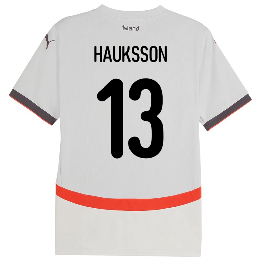 Danxen Damen Island Bjarki Hauksson #13 Weiß Auswärtstrikot Trikot 24-26 T-Shirt