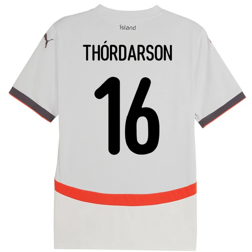 Danxen Damen Island Gísli Thórdarson #16 Weiß Auswärtstrikot Trikot 24-26 T-Shirt