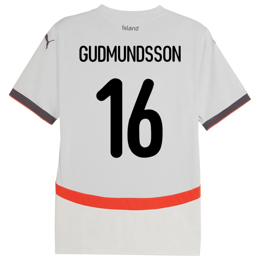 Danxen Damen Island Jón Breki Gudmundsson #16 Weiß Auswärtstrikot Trikot 24-26 T-Shirt
