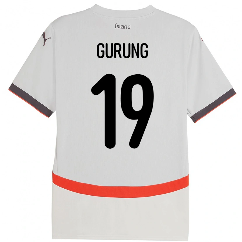 Danxen Damen Island Karan Gurung #19 Weiß Auswärtstrikot Trikot 24-26 T-Shirt