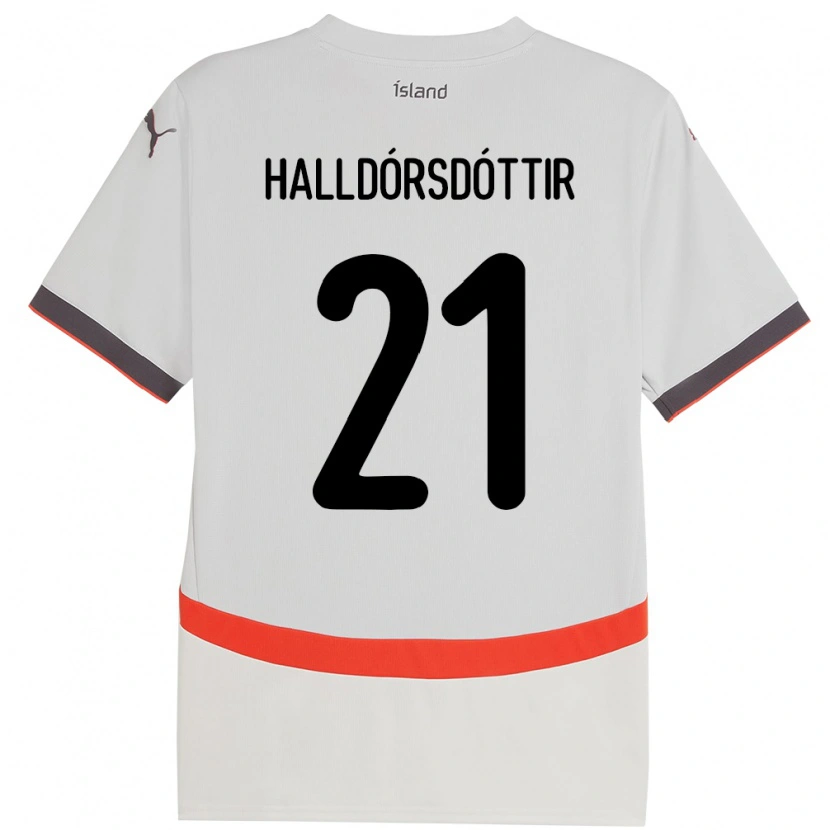 Danxen Damen Island Hafrún Rakel Halldórsdóttir #21 Weiß Auswärtstrikot Trikot 24-26 T-Shirt