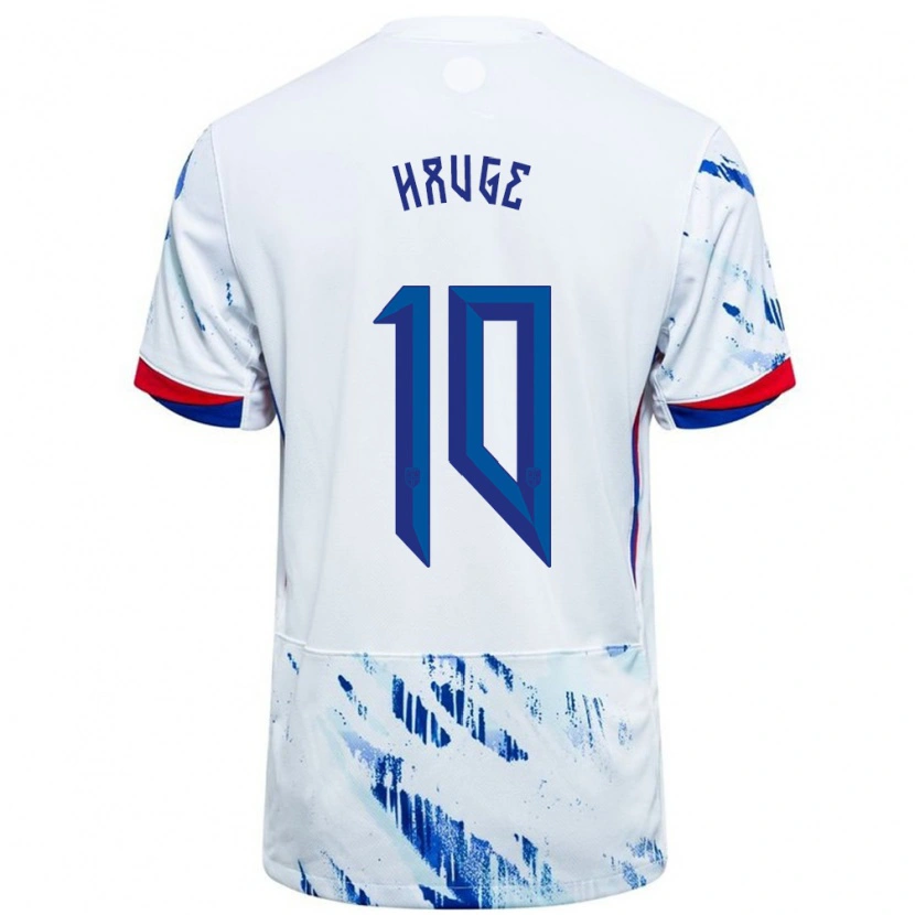 Danxen Damen Norwegen Jens Petter Hauge #10 Weiß Blau Auswärtstrikot Trikot 24-26 T-Shirt