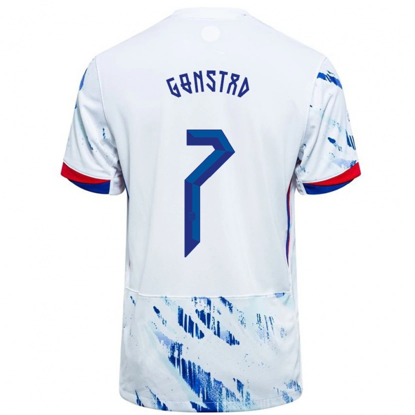 Danxen Damen Norwegen Julian Gonstad #7 Weiß Blau Auswärtstrikot Trikot 24-26 T-Shirt