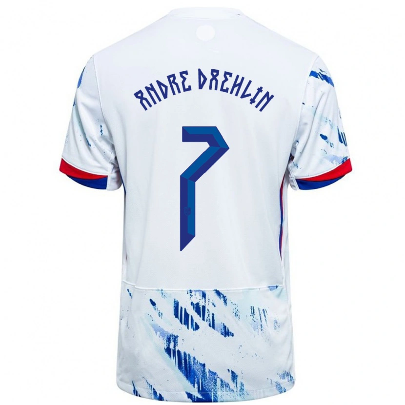 Danxen Damen Norwegen Kevin André Dæhlin #7 Weiß Blau Auswärtstrikot Trikot 24-26 T-Shirt