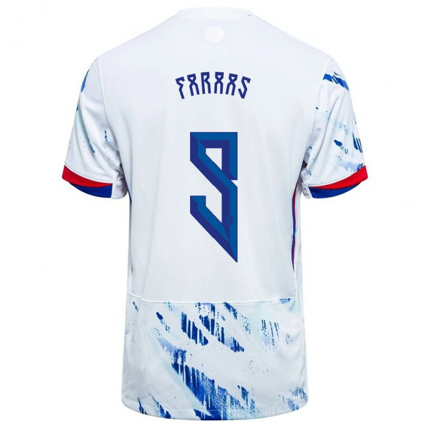 Danxen Damen Norwegen Benjamin Faraas #9 Weiß Blau Auswärtstrikot Trikot 24-26 T-Shirt
