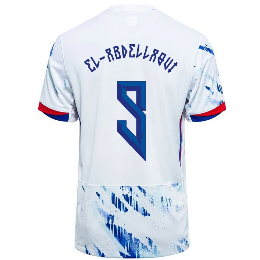 Danxen Damen Norwegen Jones El-Abdellaoui #9 Weiß Blau Auswärtstrikot Trikot 24-26 T-Shirt