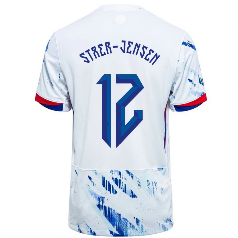 Danxen Damen Norwegen Magnus Stær-Jensen #12 Weiß Blau Auswärtstrikot Trikot 24-26 T-Shirt