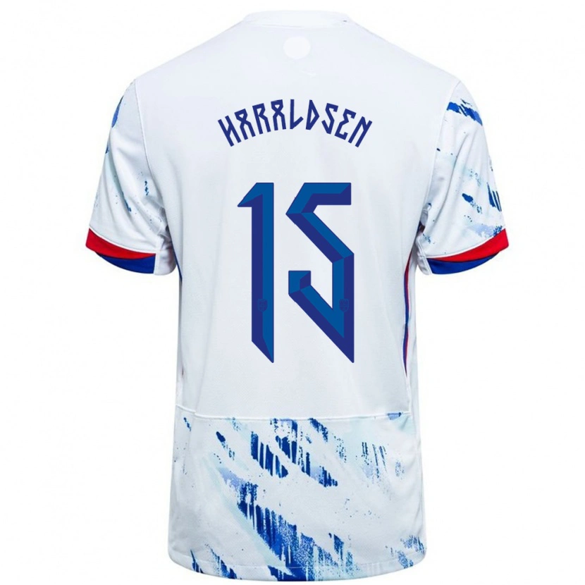 Danxen Damen Norwegen Henrik Haraldsen #15 Weiß Blau Auswärtstrikot Trikot 24-26 T-Shirt